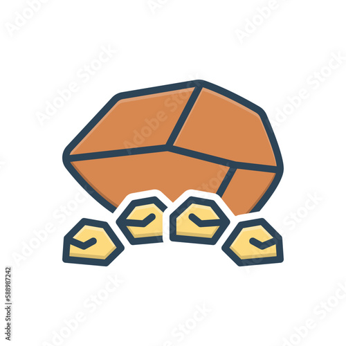 Color illustration icon for rocks 