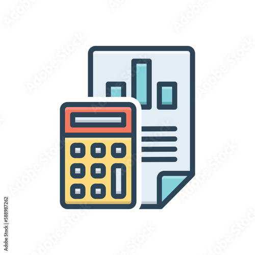 Color illustration icon for calculation 