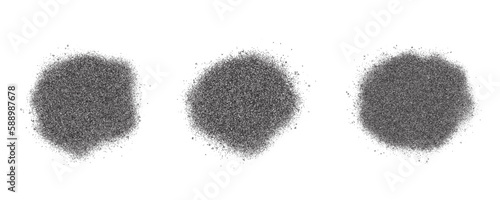 Spray paint circle stain with noise texture effect. Grainy dotted black splash on white background. Grunge ink stipple spot. Vector