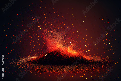 Wonderful Fire embers particles over color background  Fire sparks background  Abstract dark glitter fire particles lights. Generative Ai
