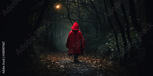Navigating the Night: Little Red Riding Hood's Adventure. Generative AI