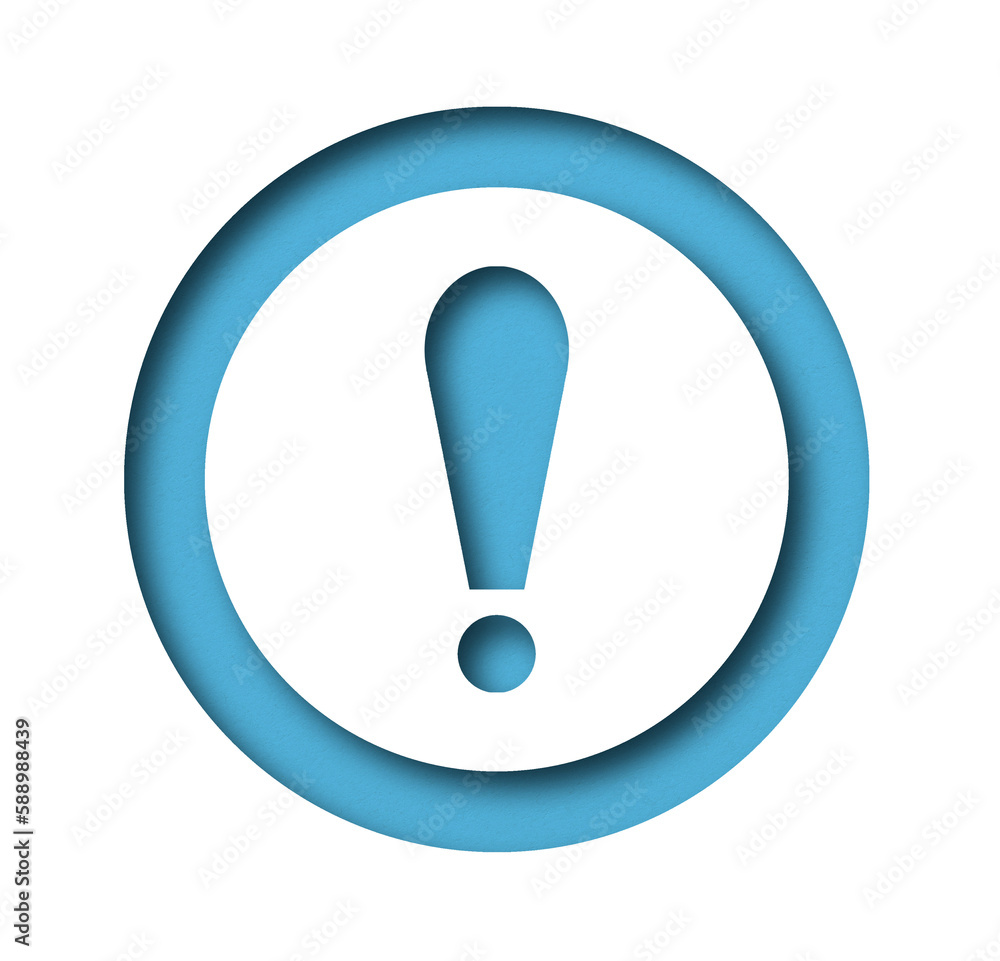 Light blue paper cut shape warning sign. Warning sign. Isolated on transparent background. Light blue paper cut shape warning sign. Warning sign. Isolated on transparent background.
