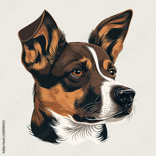 illstration portrait of a rat terrier dog
