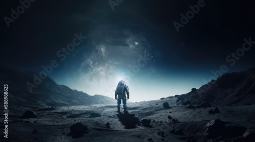 Astronaut exploring in deep space, made with generative ai