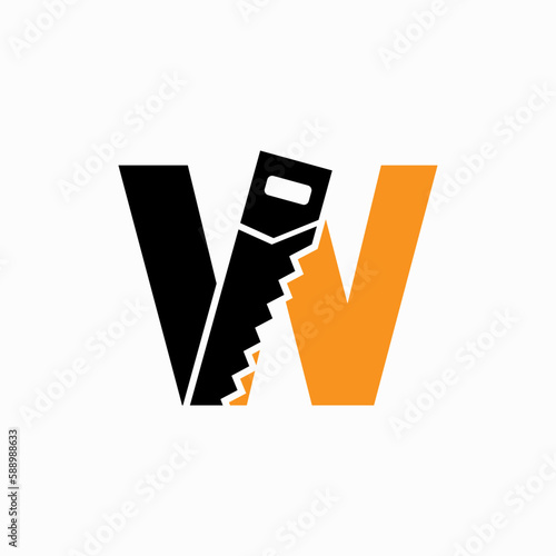 Saw Logo Design On W Letter