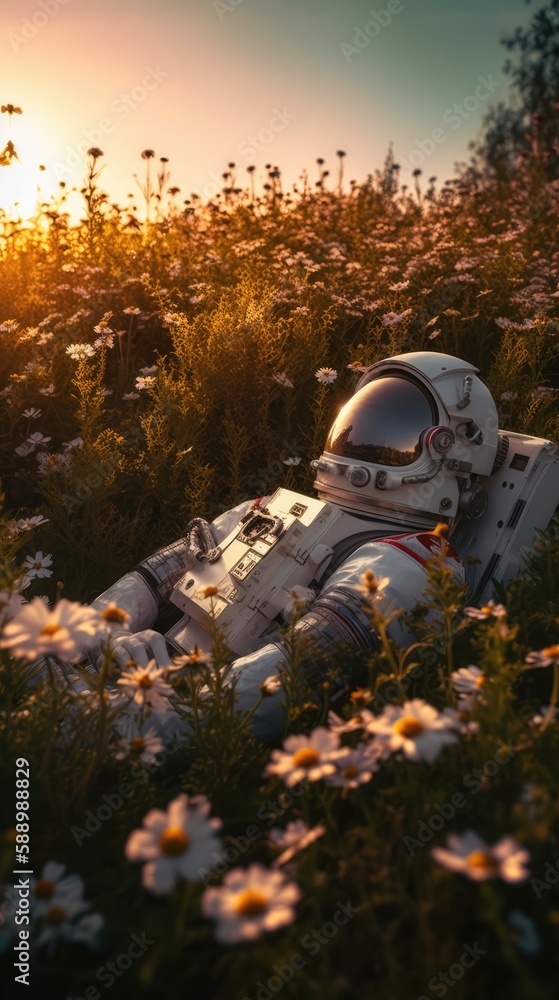 Astronaut in a meadow, made with generative ai Astronaut in a meadow, made with generative ai
