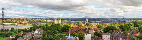 Aerial panoramic view of city of Rochester in Kent, England