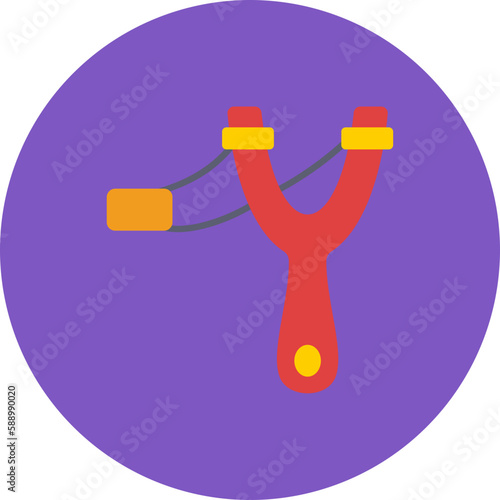 Slingshot Multicolor Circle Flat Icon