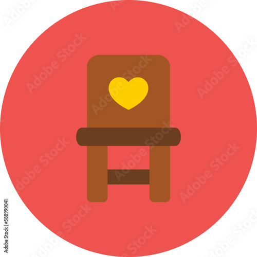 Chair Multicolor Circle Flat Icon