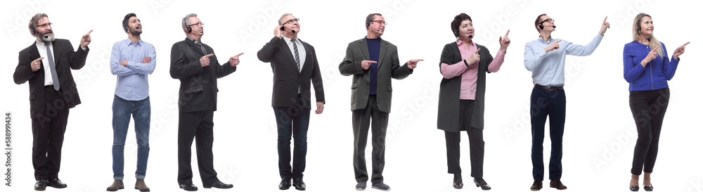 group of business people with microphone isolated group of business people with microphone isolated
