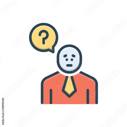 Color illustration icon for asked 