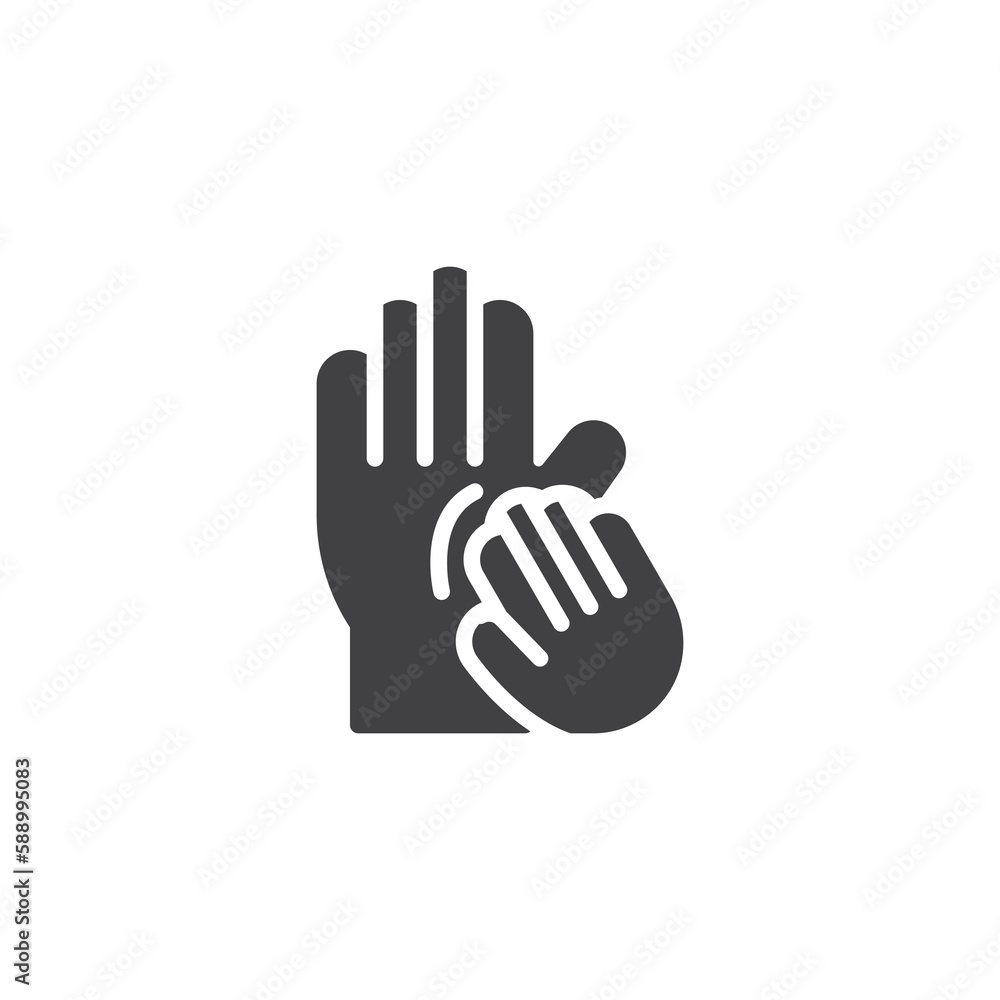Hands and palms massage vector icon
