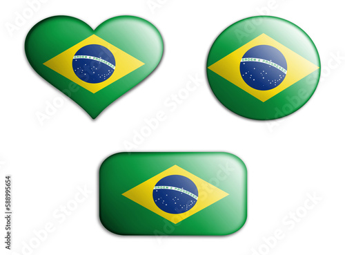 Free Download colorful national art flag of brazil figures bottoms on a white background . concept collage. 3d illustration - GFXLoad