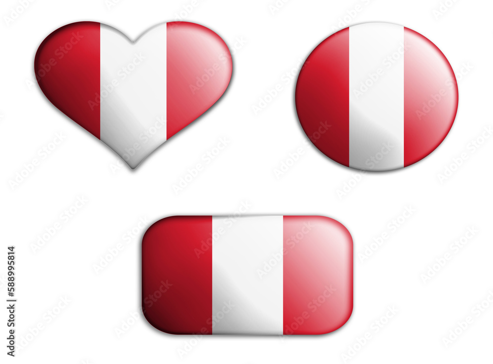 colorful national art flag of peru figures bottoms on a white background . concept collage. 3d illustration colorful national art flag of peru figures bottoms on a white background . concept collage. 3d illustration