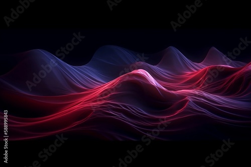 Abstract Glow Colorful Line on Black Background. Design Illustration with Wave Effect