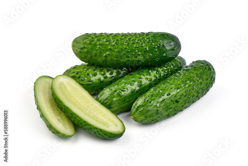 Cucumbers, isolated on white background. High resolution image.