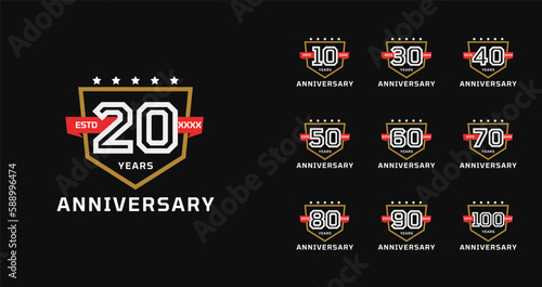 Wallpaper Mural Set of anniversary logo with vintage and emblem concept. Birthday number template for sport or game Torontodigital.ca