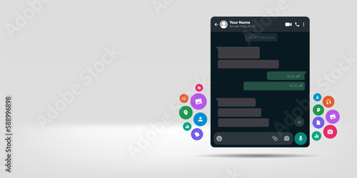 Mockup design of mobile messenger on White Background