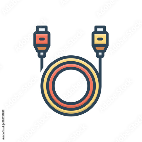 Color illustration icon for cables 