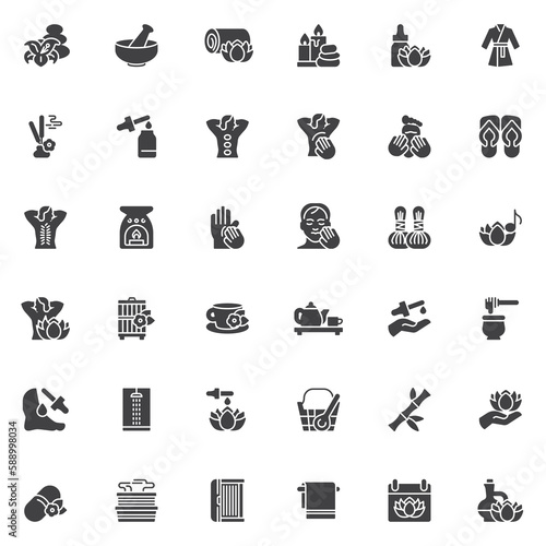 Spa and massage vector icons set