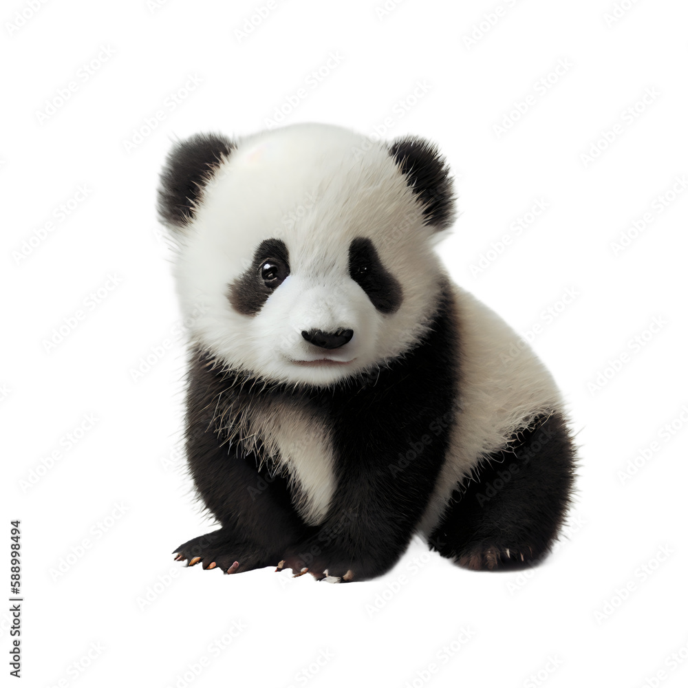 cute baby panda  on transparent background, giant panda