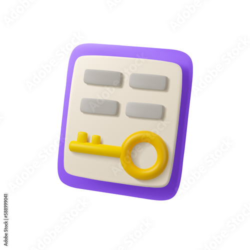Vector 3d list of keywords icon. Key takeaways concept, isolated on white background.