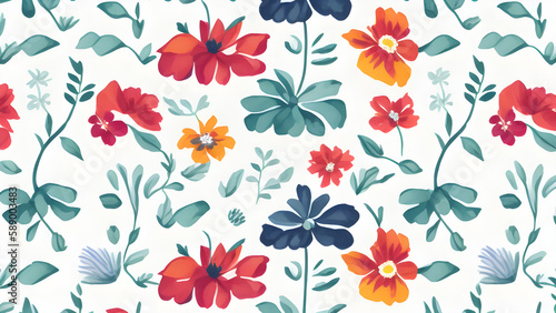 vector watercolor colorful flowers pattern, seamless floral pattern, seamless pattern with flowers © Ameer