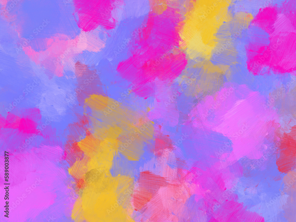 Colorful oil paint brush abstract background blue pink yellow