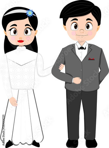 Bride And Groom In Wedding Dress
