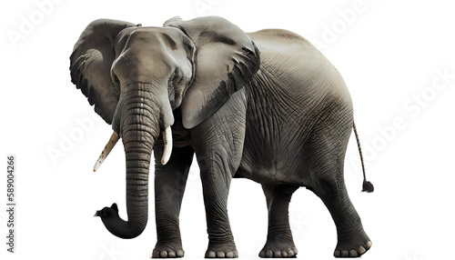 African elephant on transparent background, isolated on white