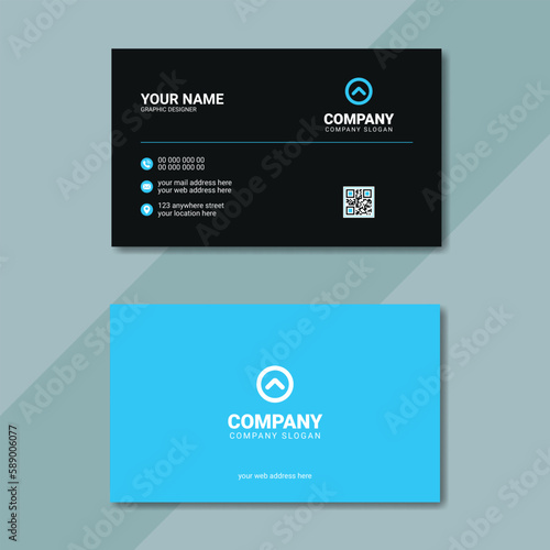 Corporate dark black modern clean business card template design.  Simple clean modern visiting card design