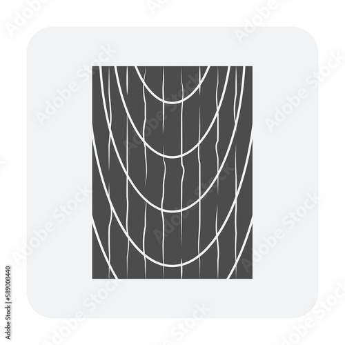 Wooden board with grain texture from rift sawn method. May called plank or lumber. Natural material by wood processing, sawmill industry by cutting from tree, timber for construction, woodworking.