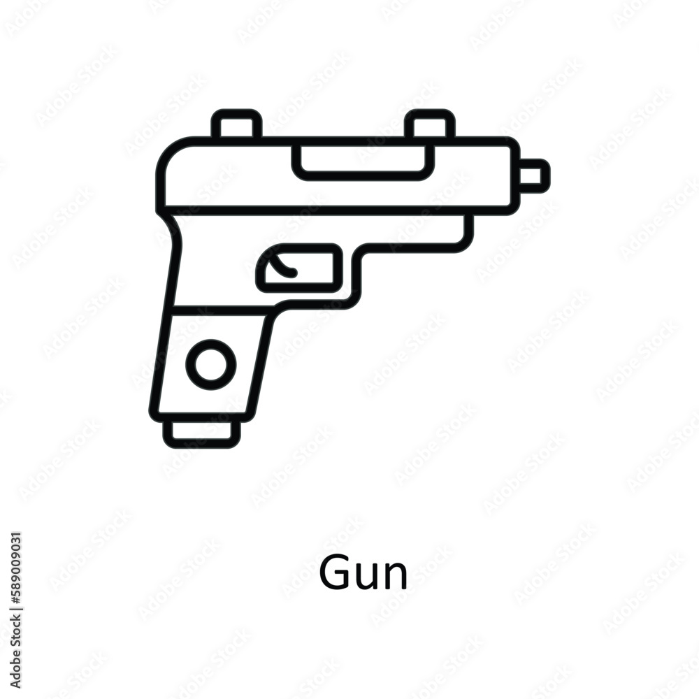 Gun Vector  outline Icons. Simple stock illustration stock