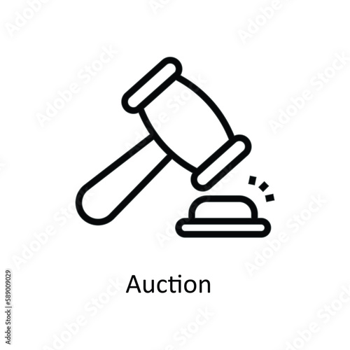 Auction Vector  outline Icons. Simple stock illustration stock