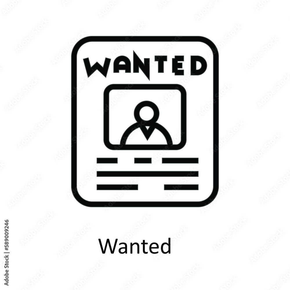 Wanted Vector  outline Icons. Simple stock illustration stock