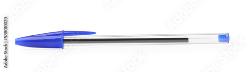 New blue plastic pen isolated on white
