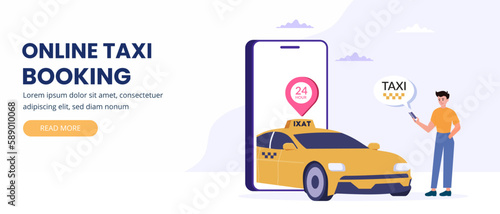 Online taxi booking services Banner Template for Social Media or Web Internet.