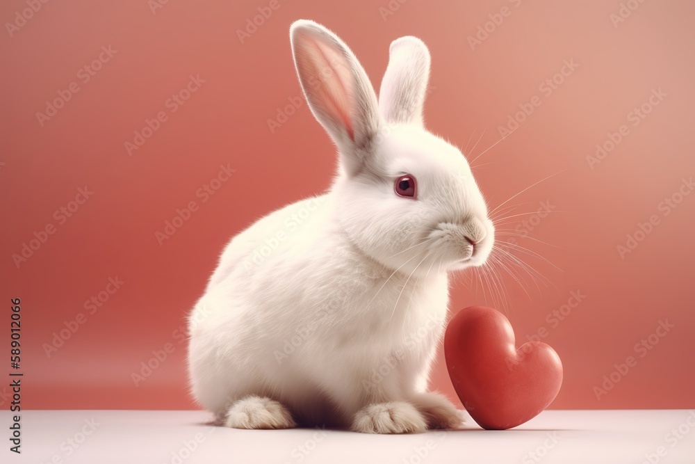 Adorable bunny holding a heart. Adorable bunny holding a heart.
