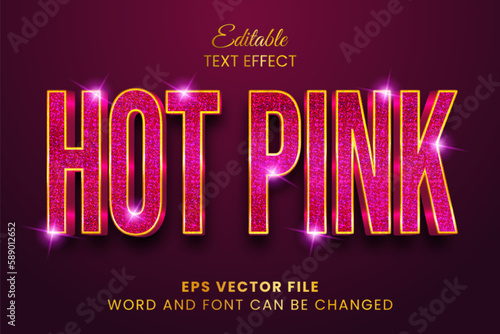 Glitter hot pink 3d vector text effect