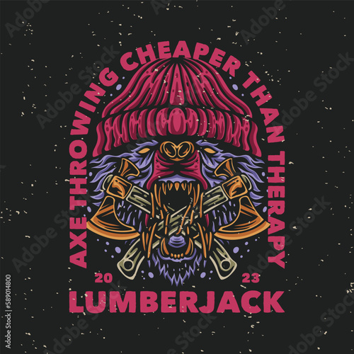 vector illustration axe throwing cheaper than therapy lumberjack for t shirt design