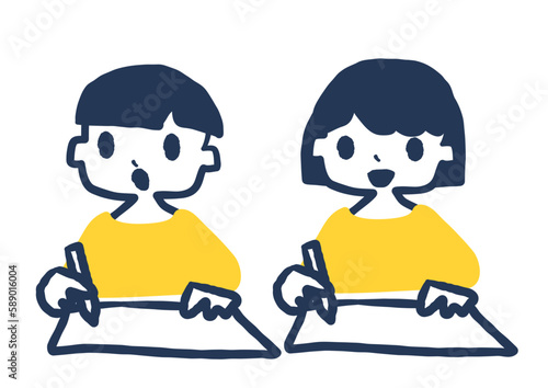 勉強する　子ども　イラスト