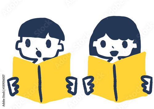 本を読む　子供達