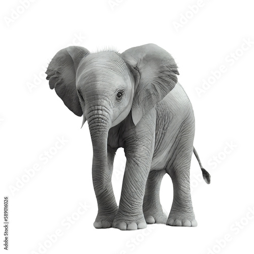baby elephant on transparent background  isolated on white