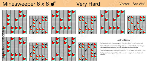 5 Very Hard Minesweeper 6 x 6 Puzzles. A set of scalable puzzles for kids and adults, which are ready for web use or to be compiled into a standard or large print activity book.