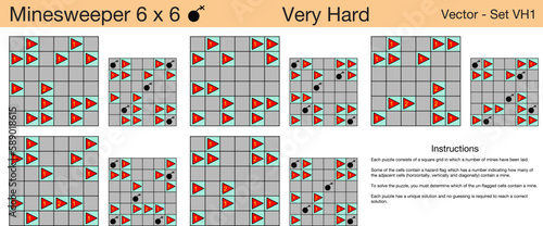 5 Very Hard Minesweeper 6 x 6 Puzzles. A set of scalable puzzles for kids and adults, which are ready for web use or to be compiled into a standard or large print activity book.