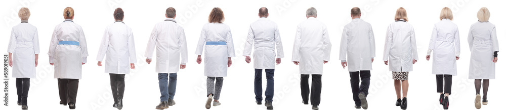 group of doctors in motion isolated on white group of doctors in motion isolated on white