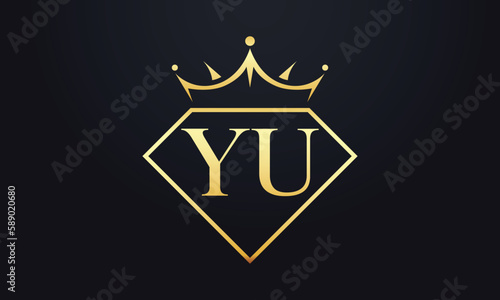 Diamond crown vector. Luxury queen logo for jewelry vector with letters	