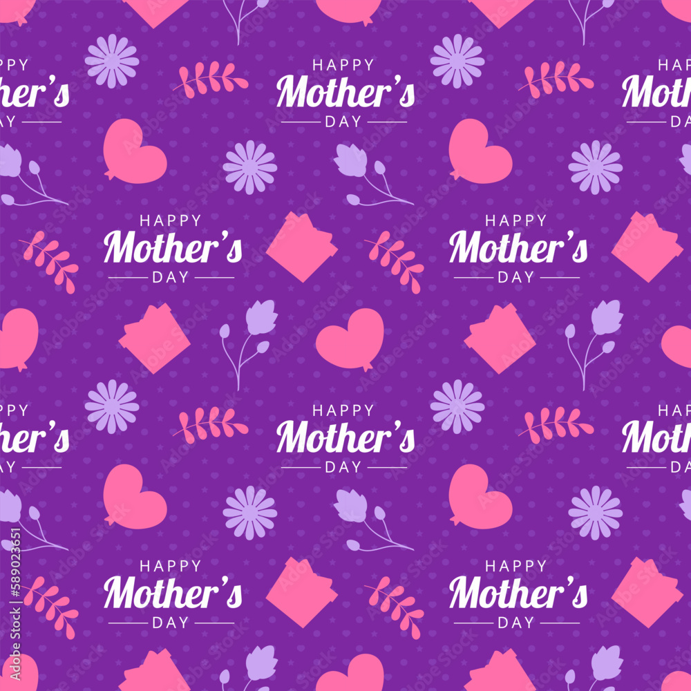 Happy Mother Day Seamless Pattern Design in Element Decoration Template Hand Drawn Cartoon Flat Illustration