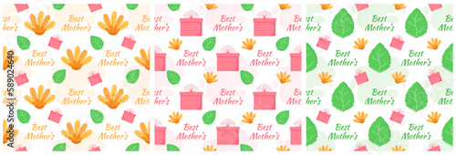 Wallpaper Mural Set of Happy Mother Day Seamless Pattern Design in Element Decoration Template Hand Drawn Cartoon Flat Illustration Torontodigital.ca