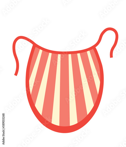 Concept Small kitchen apron with lines. This vector illustration depicts a small kitchen with a red apron featuring yellow lines. Vector illustration.